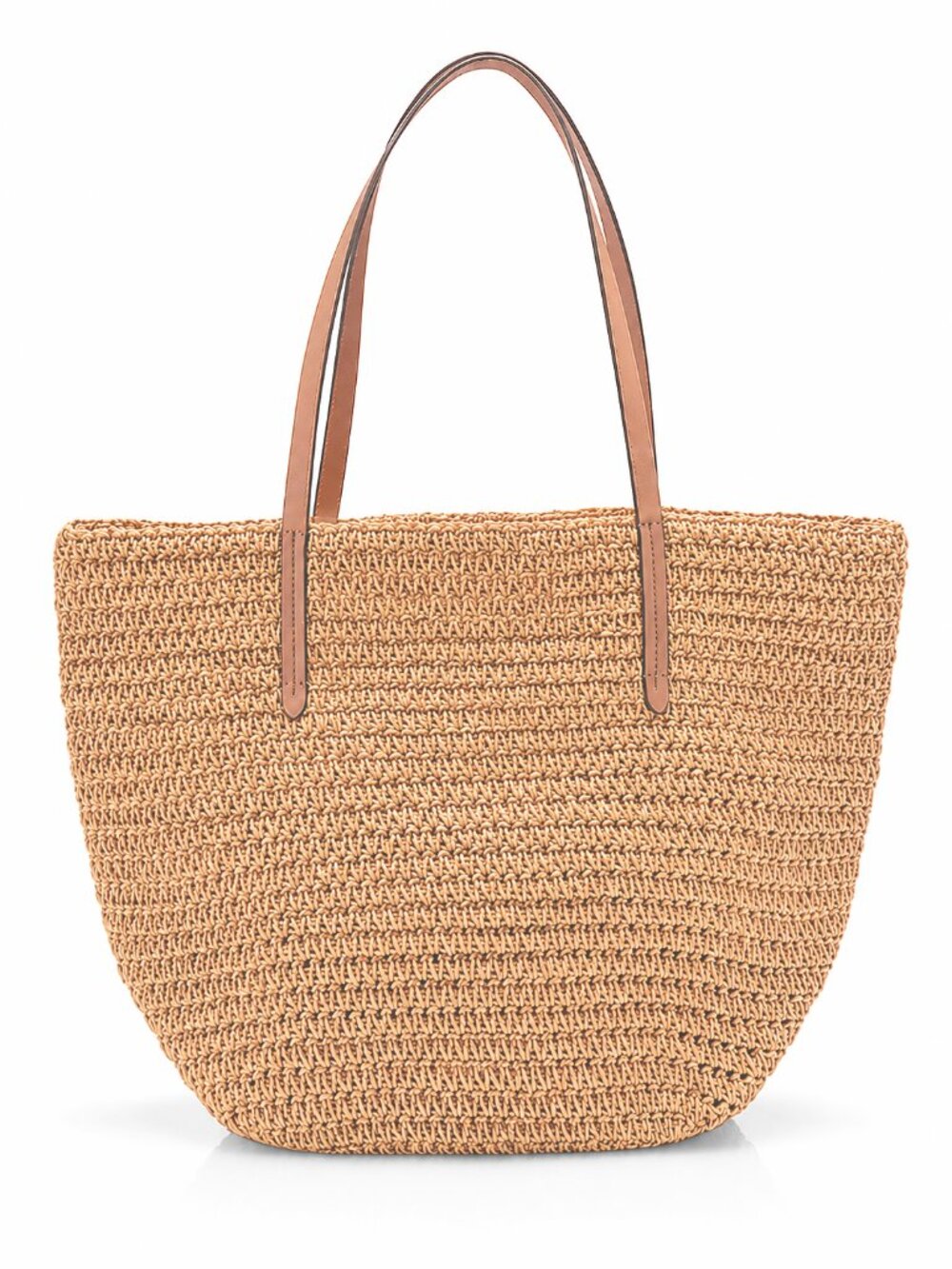 NWOT J. Crew Woven Straw Market Tote Large Packable Bag With Leather Straps - Picture 1 of 10